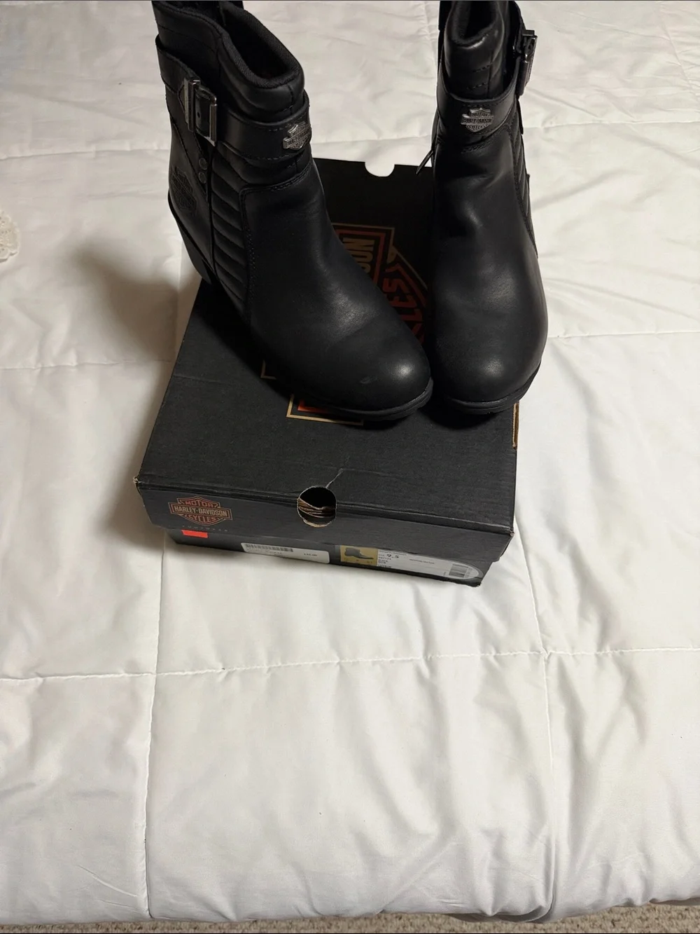 Harley-Davidson Women's Black Leather Buckle Ankle Booties